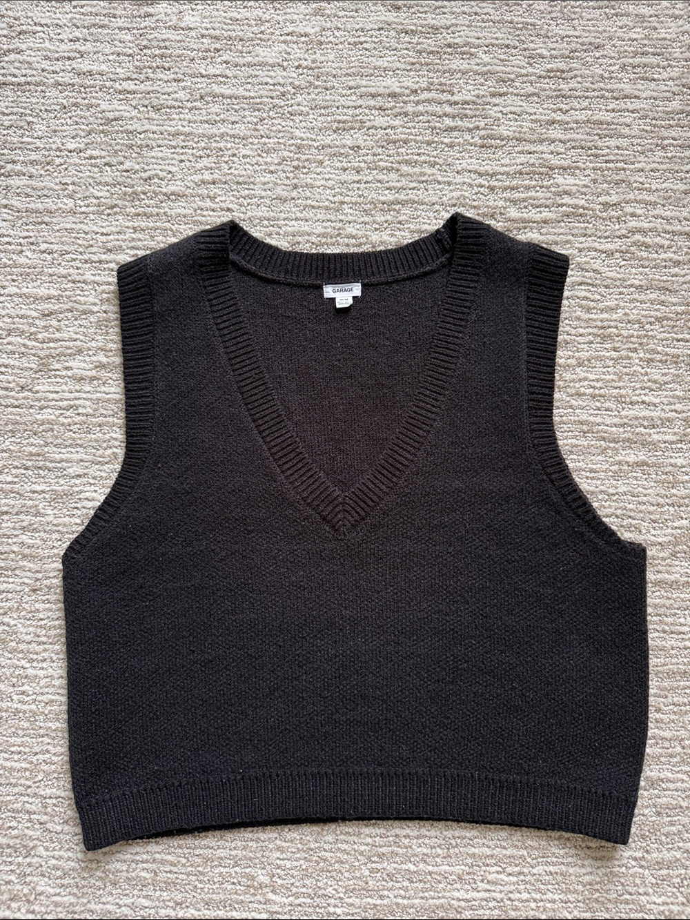 Women’s Black Garage V Neck Sweater Vest Size M